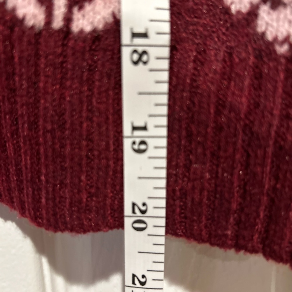 NWT Love Knits NYC Women's Cardigan Burgundy Patterned Sweater M - Picture 6 of 7
